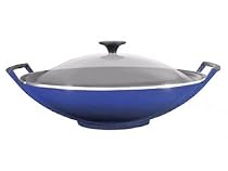 Le Creuset Cast Iron Wok with Glass Lid, Graded Blue, 36 cm
