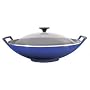 Le Creuset Cast Iron Wok with Glass Lid, Graded Blue, 36 cm