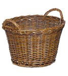 Mueller 48291 Ernte- und Kartoffelkorb mit Rundbügel Durchmesser 39 cm, aus ungeschälter Weide