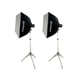 Adorama Budget Studio Monolight Softbox Kit #22, with 2 100 watt Second Budget Flashes, Light Stands & Two 18 x 18 Softboxes