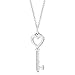 Polished Sterling Silver Necklace Key To My Heart Pendant Necklace / Simple Heart Shaped Key Pendant Necklace for Women and Teens Great Gift Idea Suitable for Daily Use