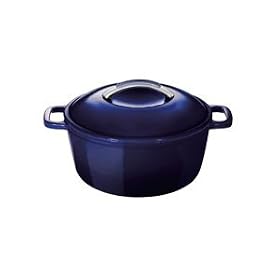 KitchenAid 4-1 2-Quart Cast-Iron Round Casserole, Blue by KitchenAid