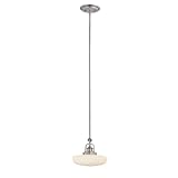 Quoizel CN1510AN Copenhagen 1-Light Rod Hung Mini Pendant with Opal Etched Glass Shade, Antique Nickel