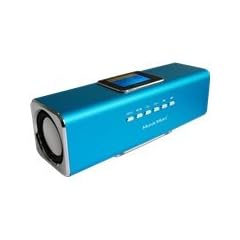 Musicman TXX3548  MA Soundstation Stereo-Lautsprecher mit intergriertem Akku und LCD Display (MP3 Player, Radio, MicroSD Kartenslot,USB Steckplatz) blau