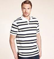 Blue Harbour Pure Cotton Double Striped Polo Shirt