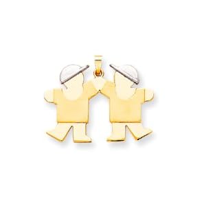 Boy Boy Silhouette Charm, Yellow/White Gold