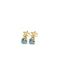 0.22-0.28 Cts Treated Teal Blue Diamond Stud Earrings in 14K Yellow Gold