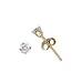 Sterling Silver Gold Plated Stud Earrings with Clear CZ - Square Stamping - 3 mm