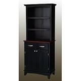 Black Buffet w/ Open Hutch & Cherry Wood Top (Black) (71.75H x 31.25W x 16.5D)