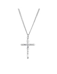 Tubular INRI Crucifix Cross Necklace in Solid Sterling Silver 34.00X24.00 MM With 24" Chain