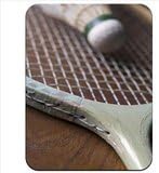 Old Wooden Badminton Racket &amp; Feather Shuttlecock Premium Quality Thick Rubber Mouse Mat Pad Soft Comfort Feel Finish