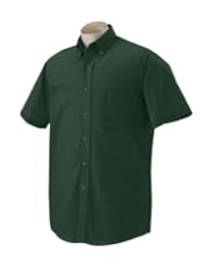 Apparel: Van Heusen Mens Short-Sleeve Wrinkle-Resistant Oxford - DARK GREEN - XL - Van Heusen
