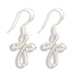 Sterling Silver Polished Woven Cross Earring on French Wire