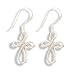 Sterling Silver Polished Woven Cross Earring on French Wire