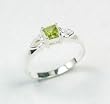 Apple Green Square Genuine Peridot Flower Sterling Silver Ring (Size 6,7,8,9)