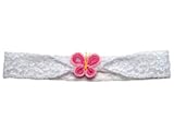 Lace Headband with crochet butterfly, Large fits 6 months to 9 months (17 band), Light Blue
