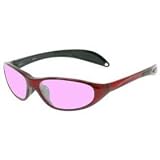 CRIMSON RED EXTREME STYLISH, LIGHTWEIGHT, COMFORTABLE WRAP-AROUND PLASTIC STYLE FRAME THAT IS DESIGNED TO HUG THE CONTOUR OF YOUR FACE BLOCKING LIGHT FROM ALL ANGLES. PINK LENSES ARE ANTI-REFLECTIVE, SCRATCH RESISTANT AND HAVE UV PROTECTION