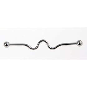 14g 316L Surgical Stainless Steel Anodized Industrial Barbell - Silver