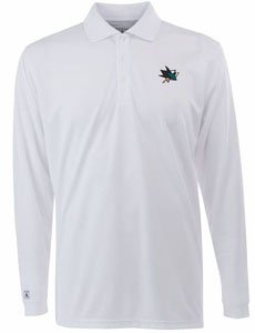 San Jose Sharks Long Sleeve Polo Shirt (White) - XXX-Large