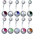 Belly Button Navel Ring Double Gemmed Assortment 14 Gauge 7/16" Qty 10