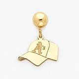 14K Oakland Athletics Cap Ball Post Earrings