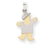 14k Two-tone Small Boy with Hat on Left Engraveable Pendant
