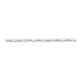 Sterling Silver White Created Opal and CZ (Cubic Zirconia) Bracelet by A Great Jewelry Co.