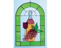 Gallery Art Glass Red Wine and Grapes 3-D Windows