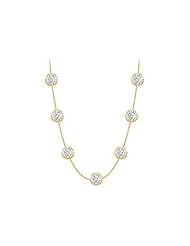 Diamond by the Yard Necklaces with Two Carat diamonds Station in 14K yellow gold 36 inch Long