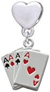 Aces Card Hand Heart Charm Bead