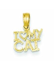 14K Gold I Heart My Cat Pendant
