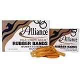 Alliance(R) Pale Crepe Gold&trade; Rubber Bands In 1 Lb. Box, #117B, 7in. x 1/8in., Box Of 315