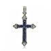 New White Gold Dangle Cross Pendant - Sapphire Diamond