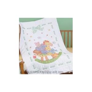 Jack Dempsey Stamped White Quilt Crib Top 40 Inch X60 Inch -Giraffe & Friends