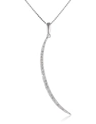 Sterling Silver 1/4 cttw Diamond Crescent Pendant Necklace, 18"