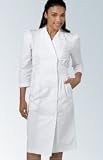 White Twill Dress with Embroidery Waist Detail by Peaches Uniforms. Perfect for Nurses or Church!
