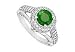 Emerald and Diamond Engagement Ring : 14K White Gold - 1.50 CT TGW