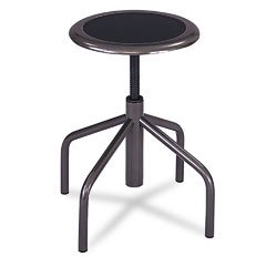 SAFCO Diesel Backless Industrial Stool, Low Base, Black Leather Seat (Case of 2)