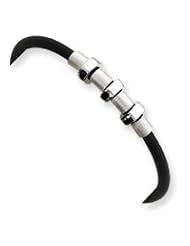 Sterling Silver Satin and Polished Rubber Bracelet QG1811-7"