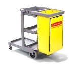 rubbermaid carts garden-Rubbermaid FG617388 BLUE - Blue Cleaning Cart w/ Yellow Zippered Bag