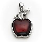 Sterling Silver Red Cabochon Apple Pendant