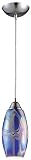 ELK Lighting Iridescence 1-Light Storm Blue Pendant In Satin Nickel