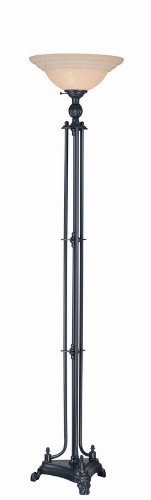 Lite Source LS-81393D/BRZ Zadanie Torch Lamp with Amber Cloud Glass Shade, Dark Bronze