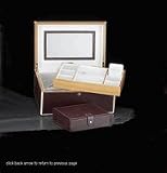 Search : Geniune Burgandy Leather with Wood Accents Jewelry Case Box with Removable Travel Case