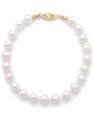 Akoya Pearl Bracelet Highest Grade AAA 6.5-7mm Cultured 14k Yellow Gold - Made in the USA