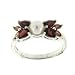 Sterling Silver Genuine Garnet and Pearl Leaf Design Ring Size#7