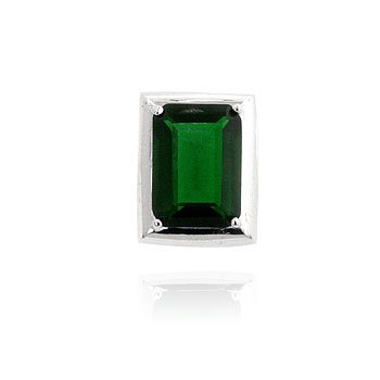 Click here to buy .925 Silver Fashion Pendant - Rhodium - Shiny - Emerald CZ by ToltecTraders.com.