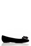 Bow Tie Tipped Velvet Flats in Black