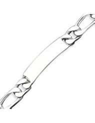 Sterling Silver 7.5 Inch Polished Engraveable Figaro Link ID Bracelet - 7.5 Inch