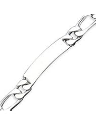 Sterling Silver 8.5 Inch Polished Engraveable Figaro Link ID Bracelet - 8.5 Inch
